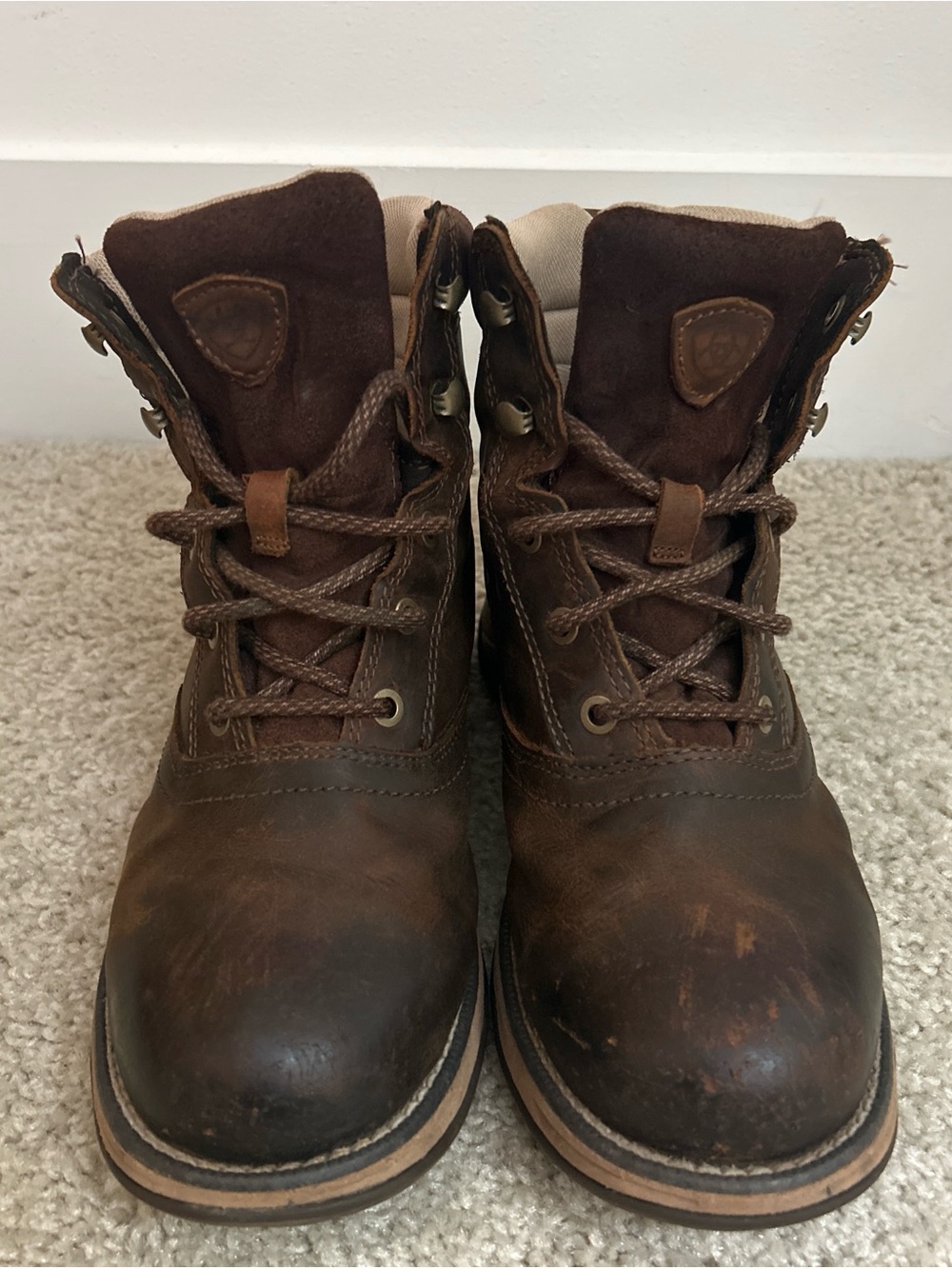 Ariat Brown Leather Lace-Up Work Boots